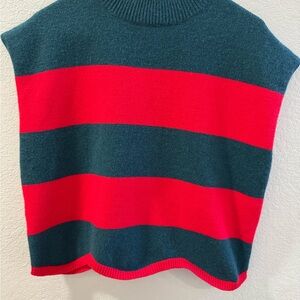 Striped Red and Green Women's Sweater Vest